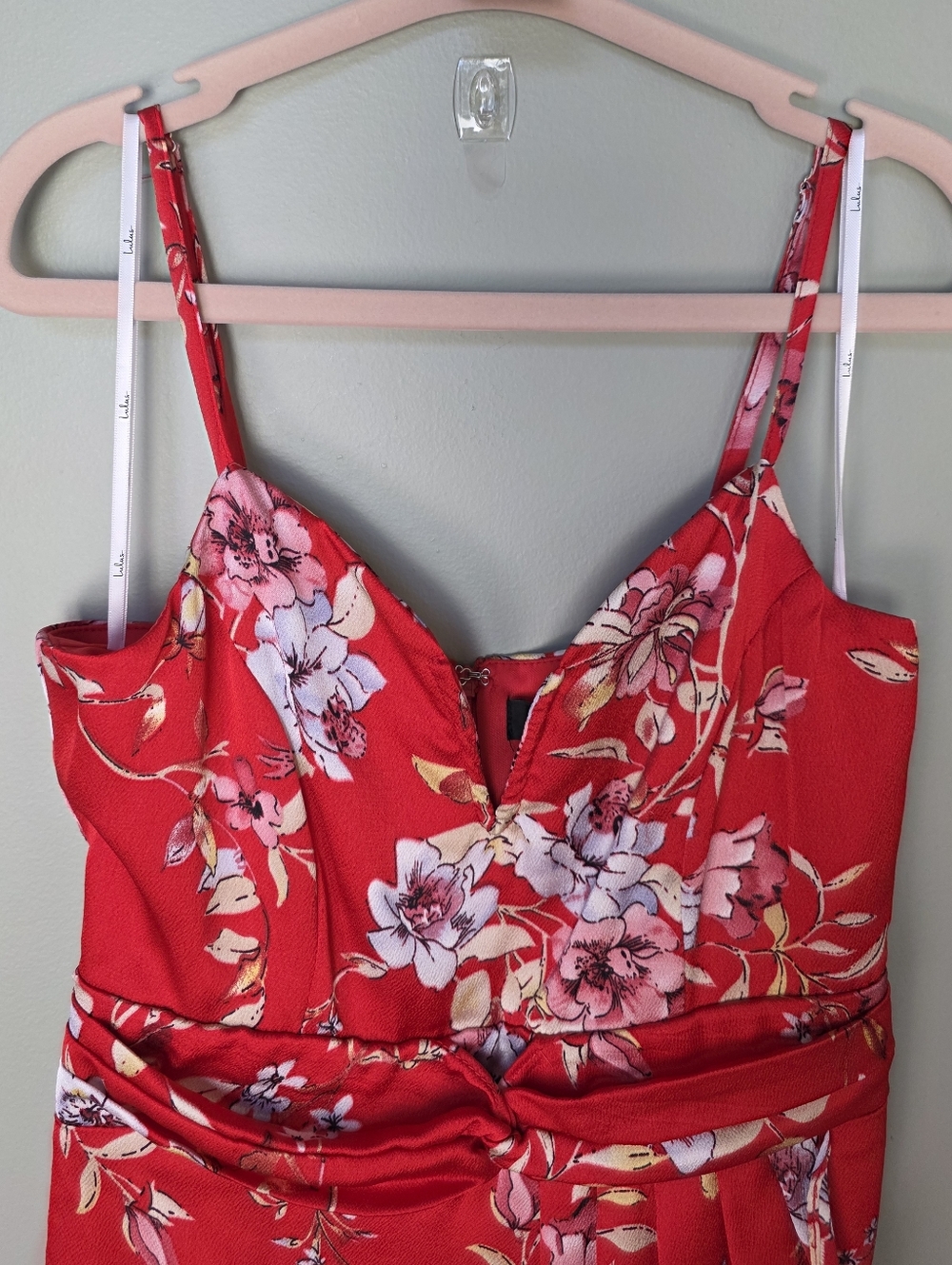 Lulus My Favorite Day Red Floral Print Faux-Wrap Tulip Skirt Midi Dress XS NWT! - Picture 4 of 11